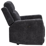 Kennett Dark Grey Chenille Upholstered Power Recliner Chair - Ornate Home