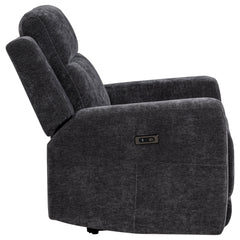 Kennett Dark Grey Chenille Upholstered Power Recliner Chair - Ornate Home