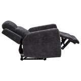 Kennett Dark Grey Chenille Upholstered Power Recliner Chair - Ornate Home