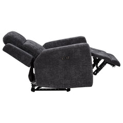 Kennett Dark Grey Chenille Upholstered Power Recliner Chair - Ornate Home