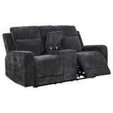 Kennett Dark Grey Chenille Upholstered Power Reclining Loveseat - Ornate Home