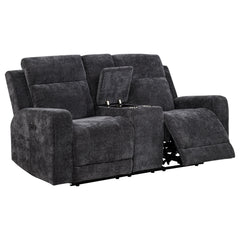 Kennett Dark Grey Chenille Upholstered Power Reclining Loveseat - Ornate Home
