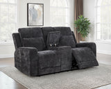 Kennett Dark Grey Chenille Upholstered Power Reclining Loveseat - Ornate Home