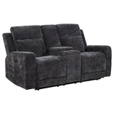 Kennett Dark Grey Chenille Upholstered Power Reclining Loveseat - Ornate Home