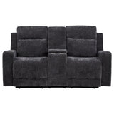 Kennett Dark Grey Chenille Upholstered Power Reclining Loveseat - Ornate Home