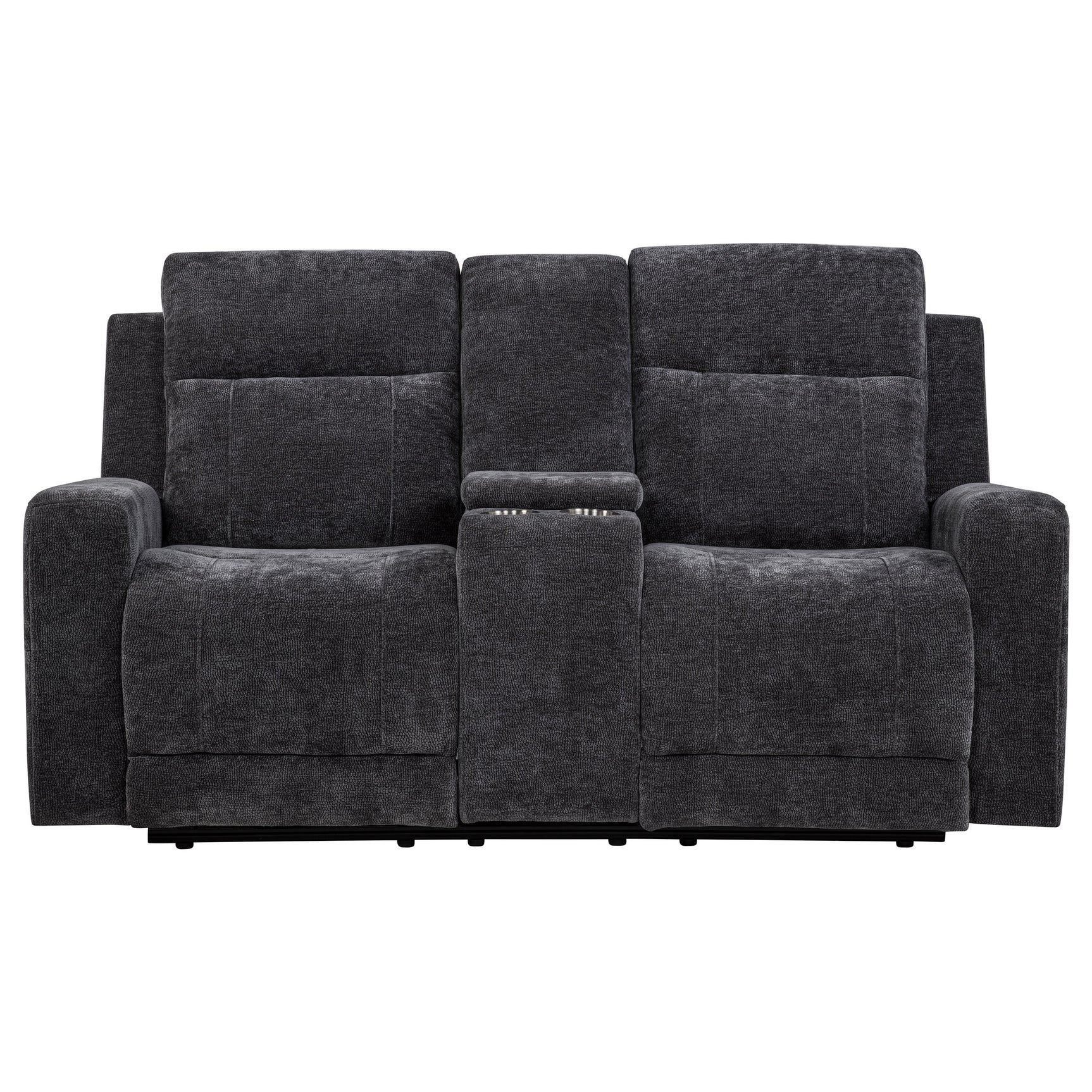 Kennett Dark Grey Chenille Upholstered Power Reclining Loveseat - Ornate Home