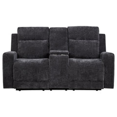 Kennett Dark Grey Chenille Upholstered Power Reclining Loveseat - Ornate Home