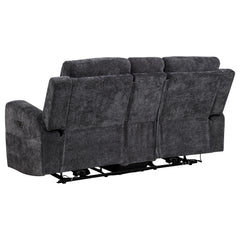 Kennett Dark Grey Chenille Upholstered Power Reclining Loveseat - Ornate Home
