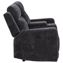 Kennett Dark Grey Chenille Upholstered Power Reclining Loveseat - Ornate Home