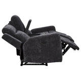 Kennett Dark Grey Chenille Upholstered Power Reclining Loveseat - Ornate Home