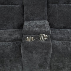 Kennett Dark Grey Chenille Upholstered Power Reclining Loveseat - Ornate Home