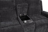 Kennett Dark Grey Chenille Upholstered Power Reclining Loveseat - Ornate Home