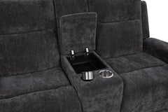 Kennett Dark Grey Chenille Upholstered Power Reclining Loveseat - Ornate Home