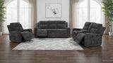 Kennett Dark Grey Chenille Upholstered Power Reclining Loveseat - Ornate Home