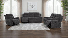 Kennett Dark Grey Chenille Upholstered Power Reclining Loveseat - Ornate Home