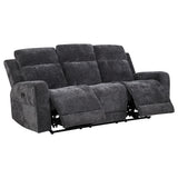 Kennett Dark Grey Chenille Upholstered Power Reclining Sofa - Ornate Home