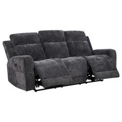 Kennett Dark Grey Chenille Upholstered Power Reclining Sofa - Ornate Home