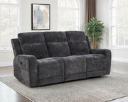 Kennett Dark Grey Chenille Upholstered Power Reclining Sofa - Ornate Home