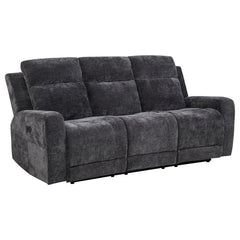 Kennett Dark Grey Chenille Upholstered Power Reclining Sofa - Ornate Home