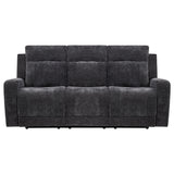 Kennett Dark Grey Chenille Upholstered Power Reclining Sofa - Ornate Home