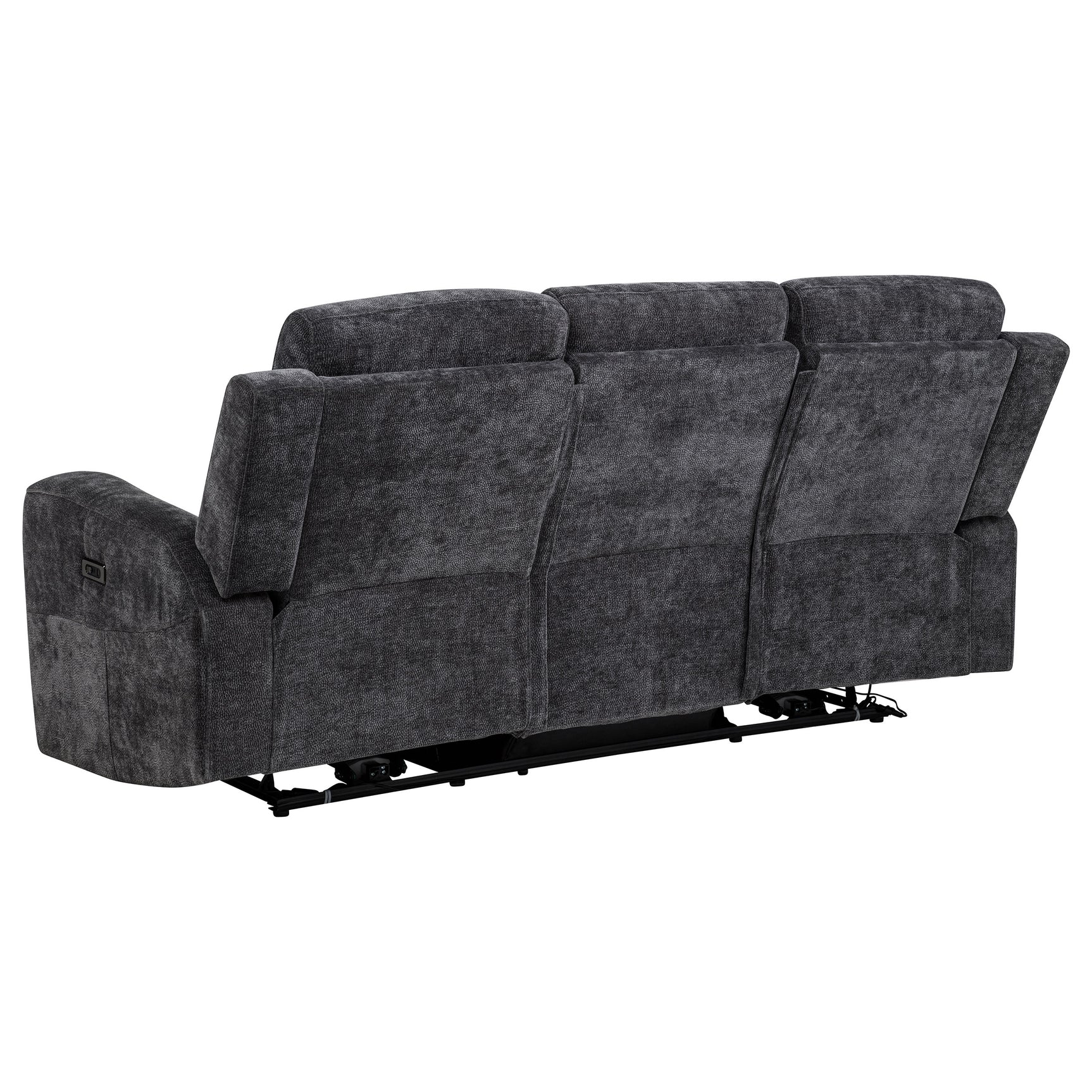 Kennett Dark Grey Chenille Upholstered Power Reclining Sofa - Ornate Home