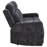 Kennett Dark Grey Chenille Upholstered Power Reclining Sofa - Ornate Home