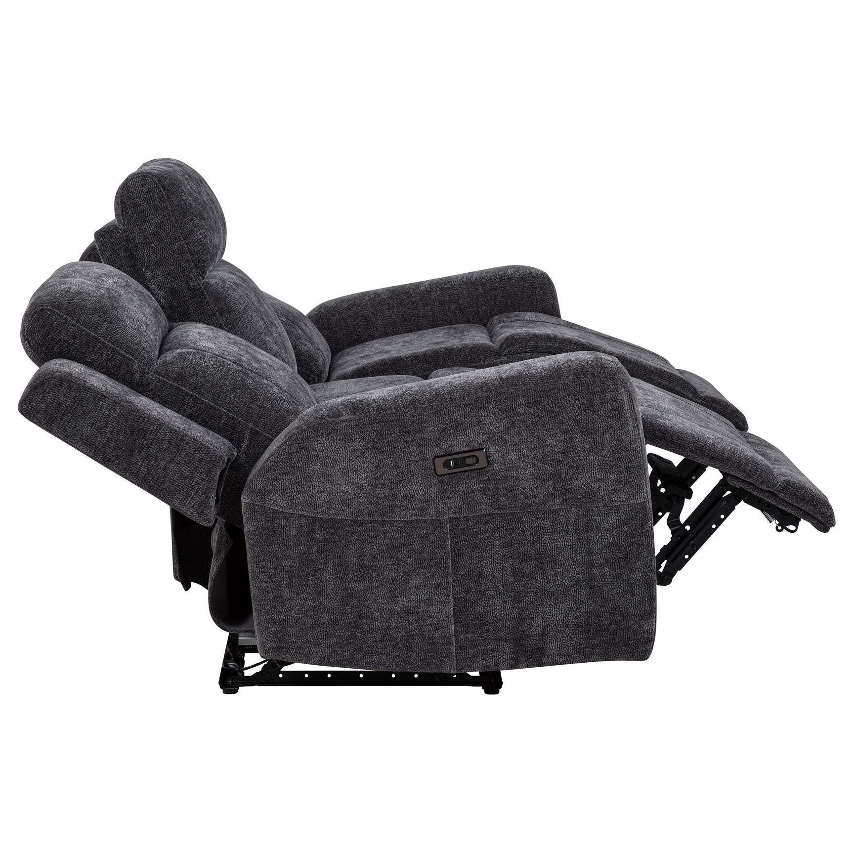 Kennett Dark Grey Chenille Upholstered Power Reclining Sofa - Ornate Home