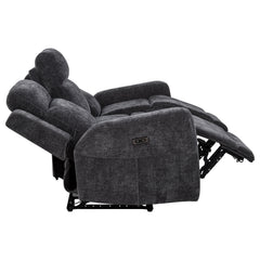 Kennett Dark Grey Chenille Upholstered Power Reclining Sofa - Ornate Home