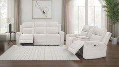 Kennett Ivory 2-piece Chenille Power Reclining Sofa Set - Ornate Home