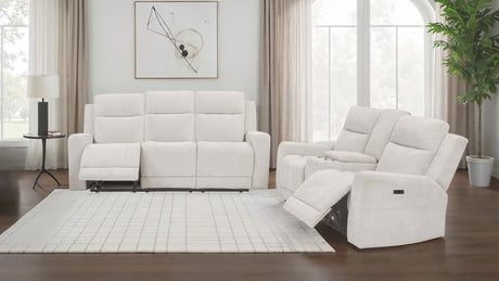 Kennett Ivory 2-piece Chenille Power Reclining Sofa Set - Ornate Home