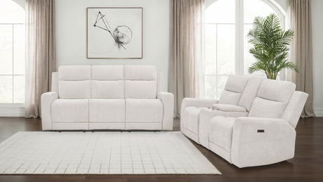 Kennett Ivory 2-piece Chenille Power Reclining Sofa Set - Ornate Home