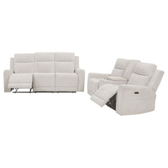 Kennett Ivory 2-piece Chenille Power Reclining Sofa Set - Ornate Home