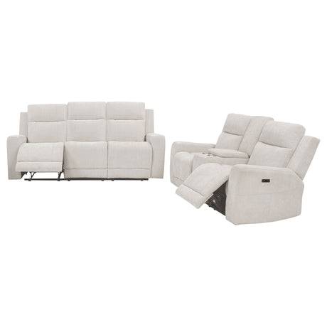 Kennett Ivory 2-piece Chenille Power Reclining Sofa Set - Ornate Home