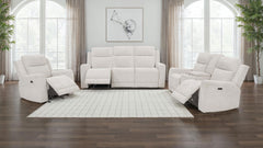 Kennett Ivory 3-piece Chenille Power Reclining Sofa Set - Ornate Home