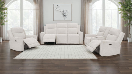 Kennett Ivory 3-piece Chenille Power Reclining Sofa Set - Ornate Home