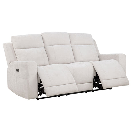 Kennett Ivory 3-piece Chenille Power Reclining Sofa Set - Ornate Home