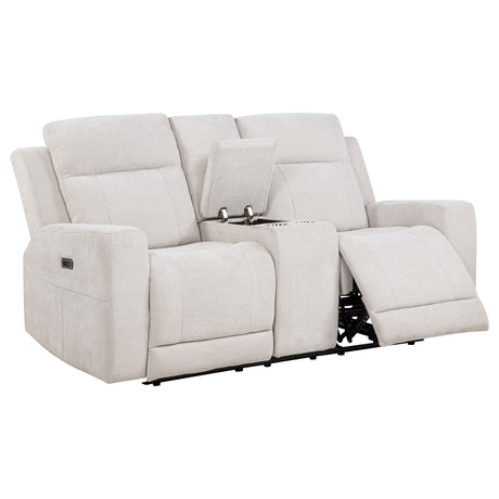 Kennett Ivory 3-piece Chenille Power Reclining Sofa Set - Ornate Home