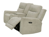Kennett Ivory Chenille Upholstered Power Reclining Loveseat - Ornate Home