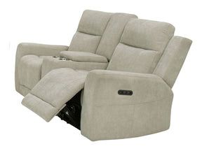 Kennett Ivory Chenille Upholstered Power Reclining Loveseat - Ornate Home