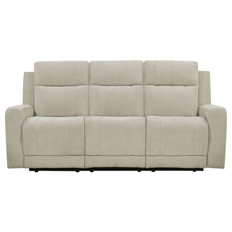 Kennett Ivory Chenille Upholstered Power Reclining Sofa - Ornate Home