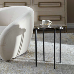 Kennington Black/Brass/Bronze Round Glass Accent Table - Ornate Home