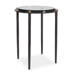 Kennington Black/Brass/Bronze Round Glass Accent Table - Ornate Home