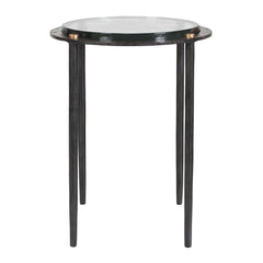 Kennington Black/Brass/Bronze Round Glass Accent Table - Ornate Home