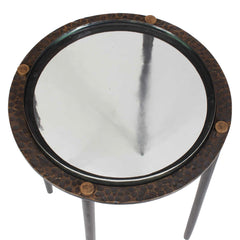 Kennington Black/Brass/Bronze Round Glass Accent Table - Ornate Home