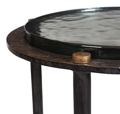 Kennington Black/Brass/Bronze Round Glass Accent Table - Ornate Home