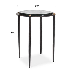 Kennington Black/Brass/Bronze Round Glass Accent Table - Ornate Home