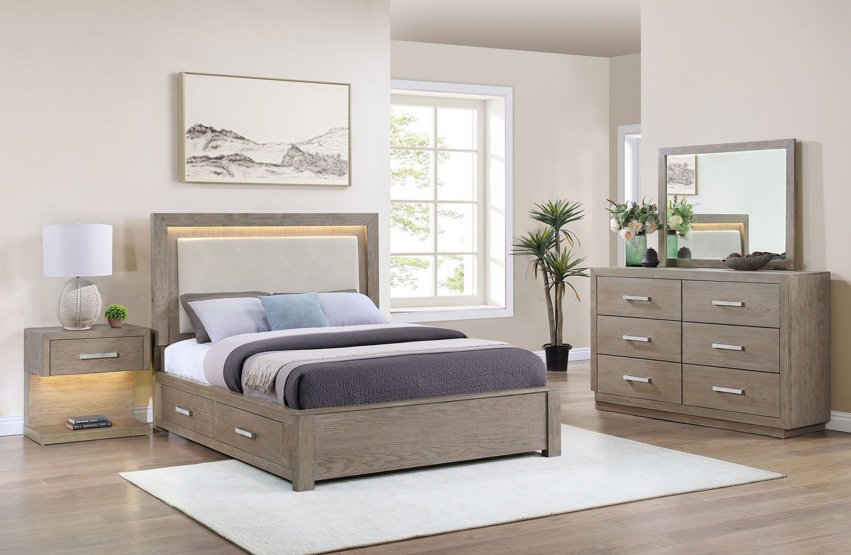 Kenora Barley Brown 4-piece Eastern King Bedroom Set - Ornate Home