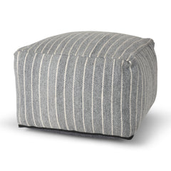Kensie Blue Large Striped Pouf - Ornate Home