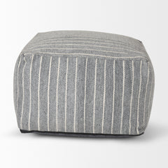 Kensie Blue Large Striped Pouf - Ornate Home