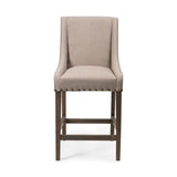 Kensington Beige/Brown Fabric Seat Wood Frame Counter Stool - Ornate Home
